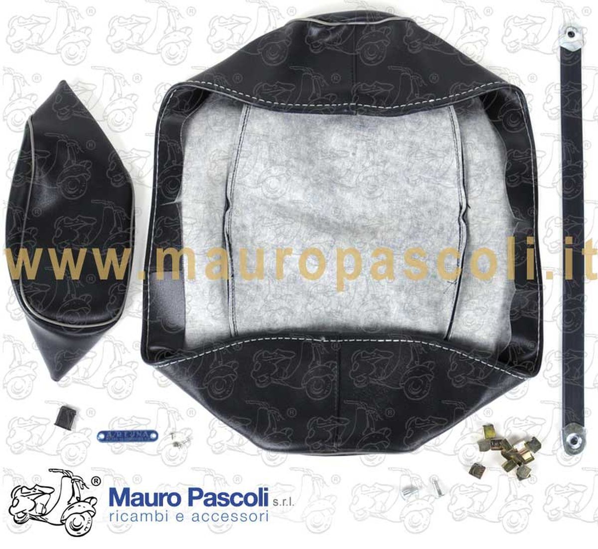 COPERTURA SELLA E CUSCINO BLU NOTTE CON BORDINO GRIGIO,VESPA 50 - 90 SS. |  ricambi vespa